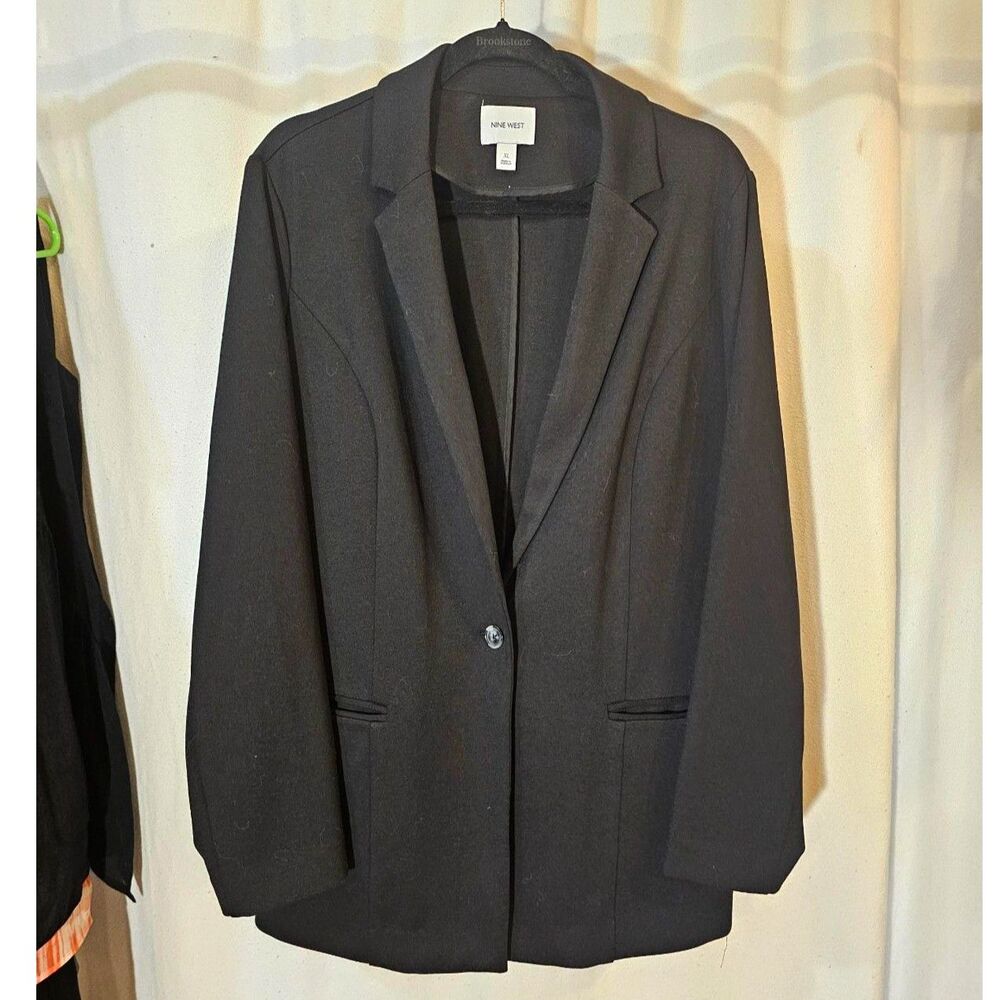 Nine West Blazer XL Black Single Button Career Office Jacket Women